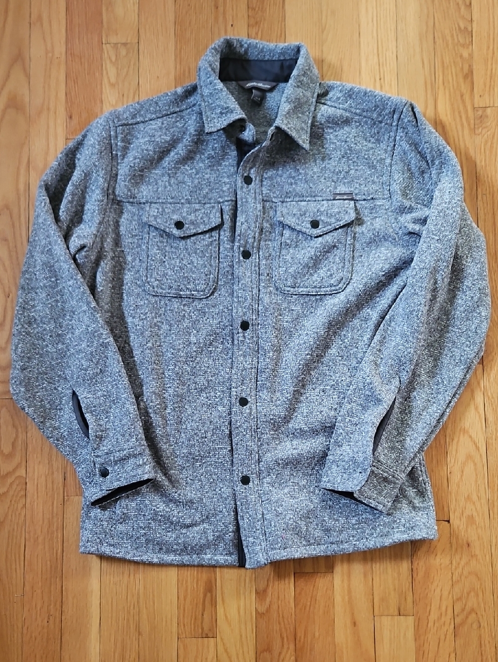 Eddie Bauer Gray Lightweight Button-Front Shirt Jacket